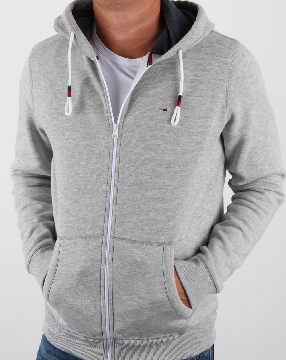Tommy Hilfiger Cotton Fleece Hoody Light Grey Heather