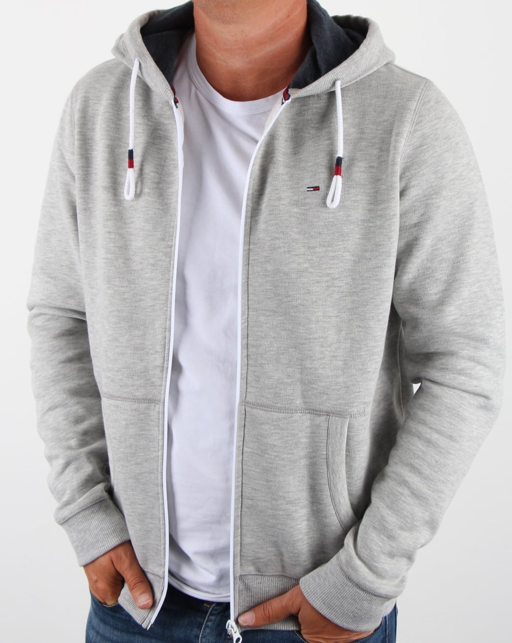 Tommy Hilfiger Cotton Fleece Hoody Light Grey Heather