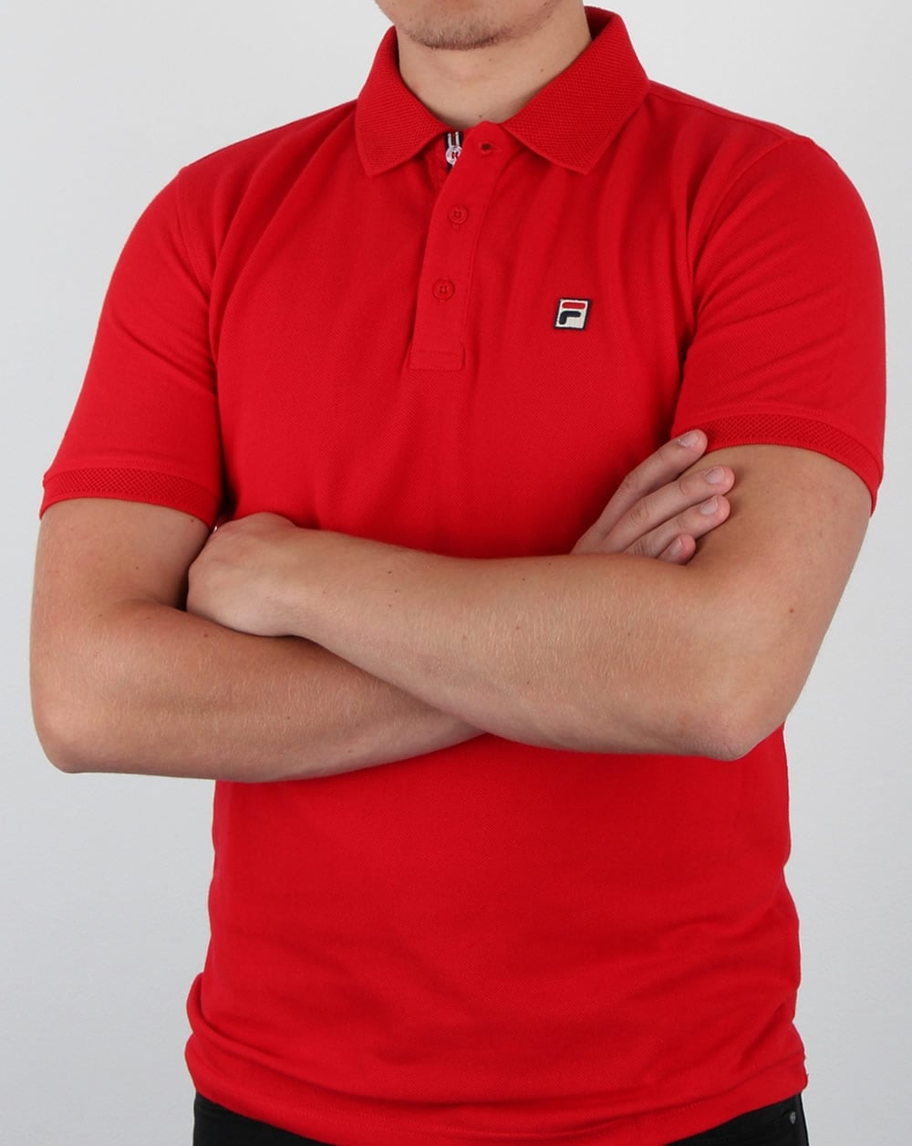 Fila Vintage F logo Polo Shirt Red