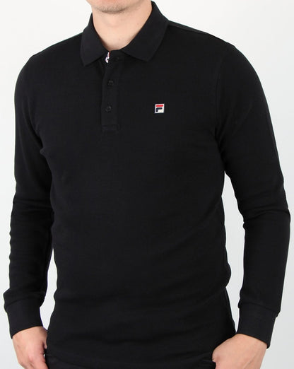 Fila Vintage Long Sleeve Polo Shirt Black