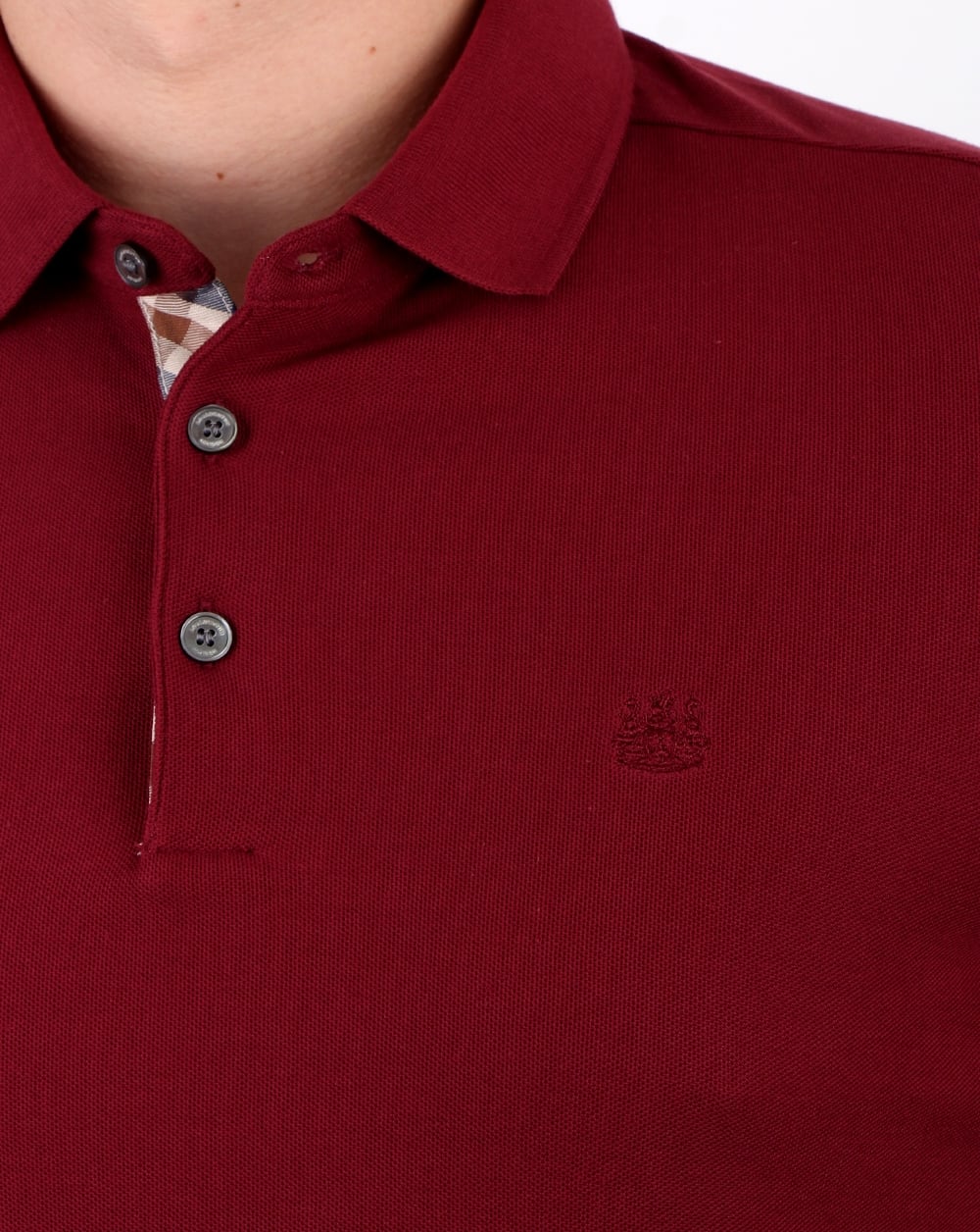 Aquascutum Hillington Long Sleeve Polo Shirt Bordeaux