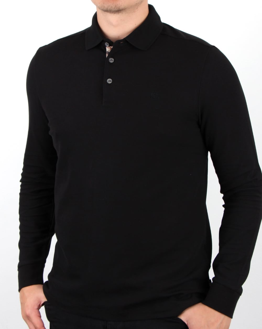 Aquascutum Hillington Long Sleeve Polo Shirt Black