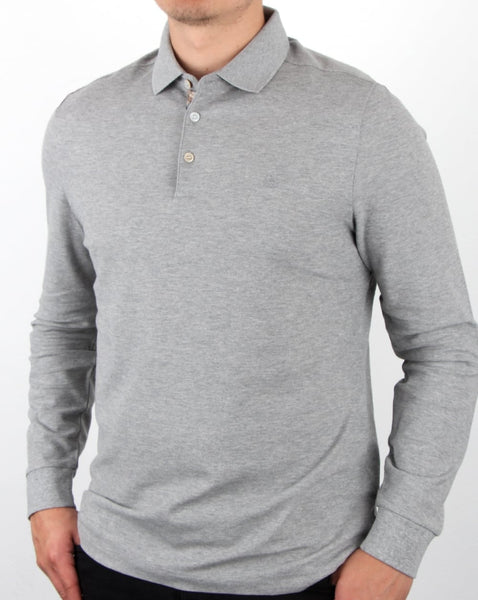 Aquascutum Hillington Long Sleeve Polo Shirt Grey