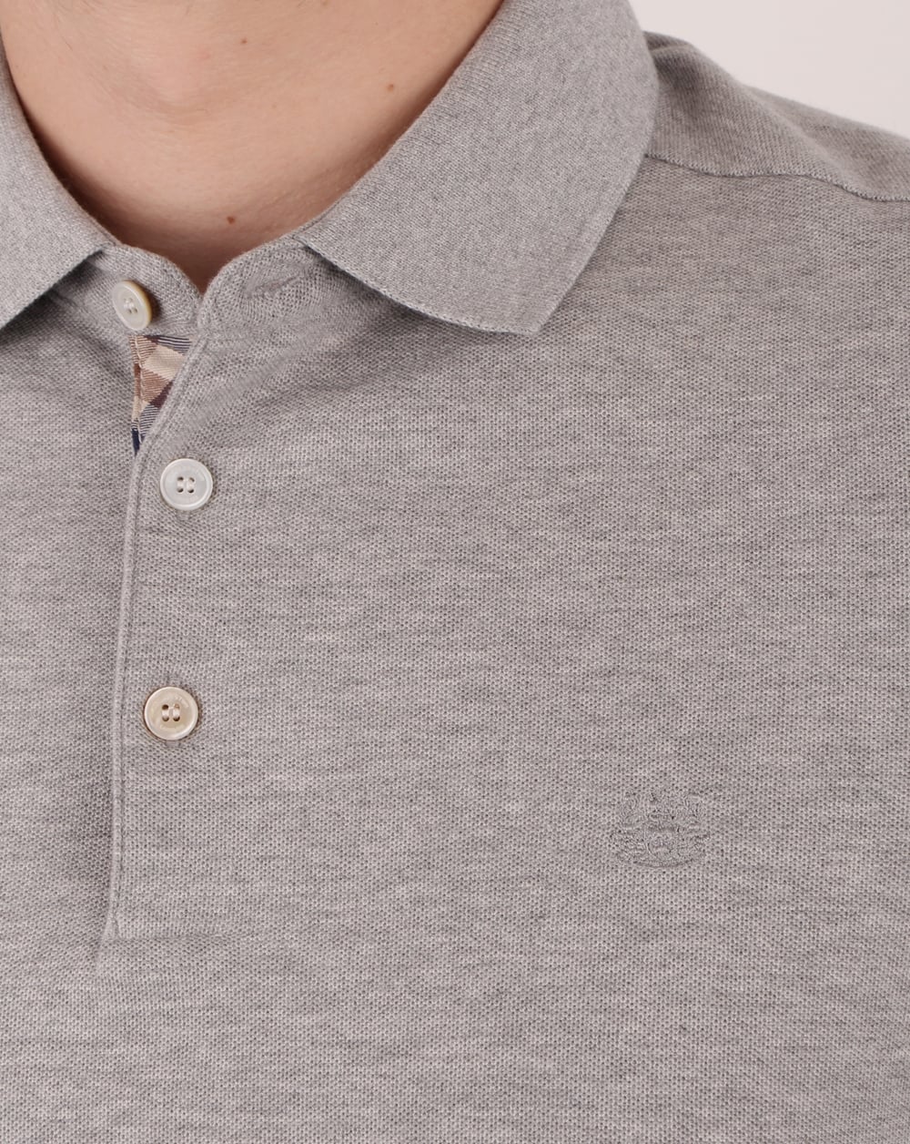 Aquascutum Hillington Long Sleeve Polo Shirt Grey