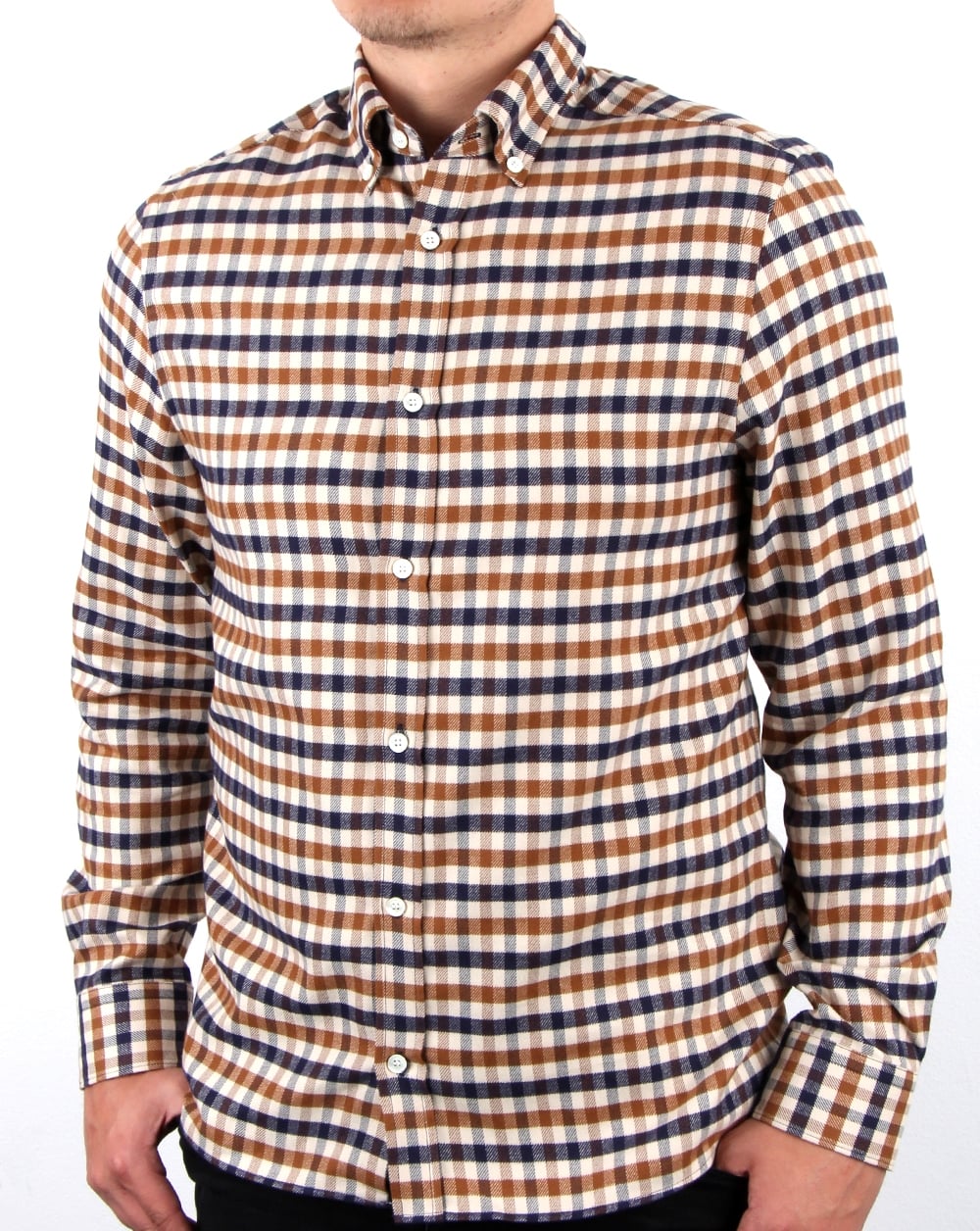 Aquascutum Magee Flannel Check Shirt Vicuna