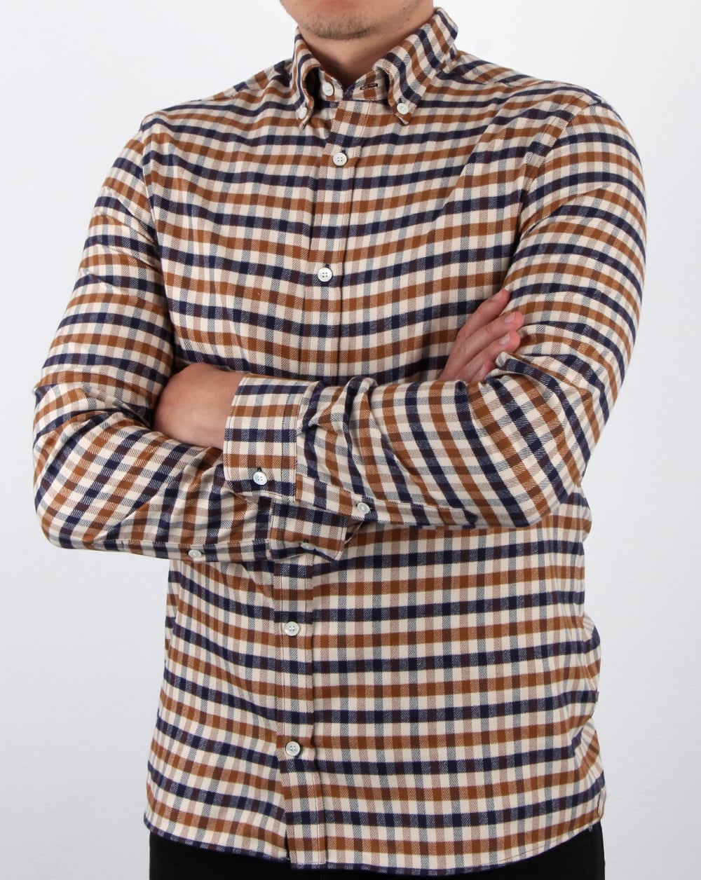 Aquascutum Magee Flannel Check Shirt Vicuna