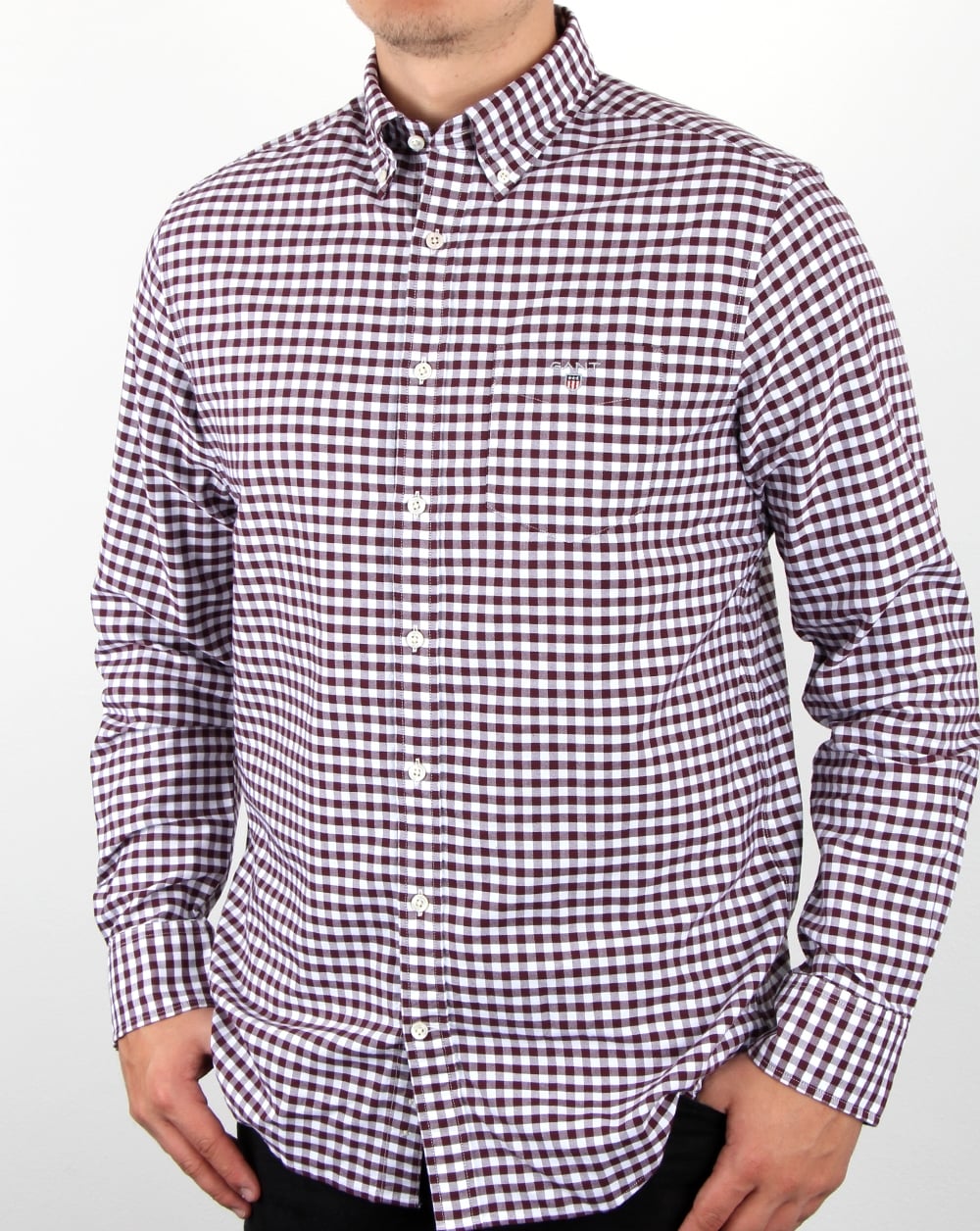 Gant Oxford Gingham Shirt Purple Wine