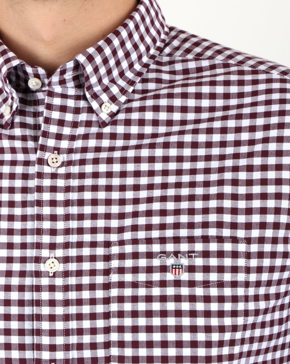 Gant Oxford Gingham Shirt Purple Wine