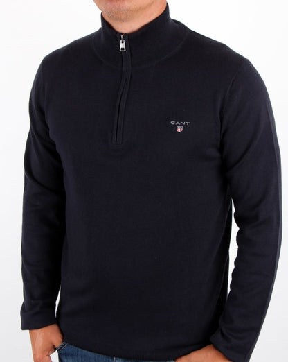 Gant Quarter Zip knit Jumper Navy