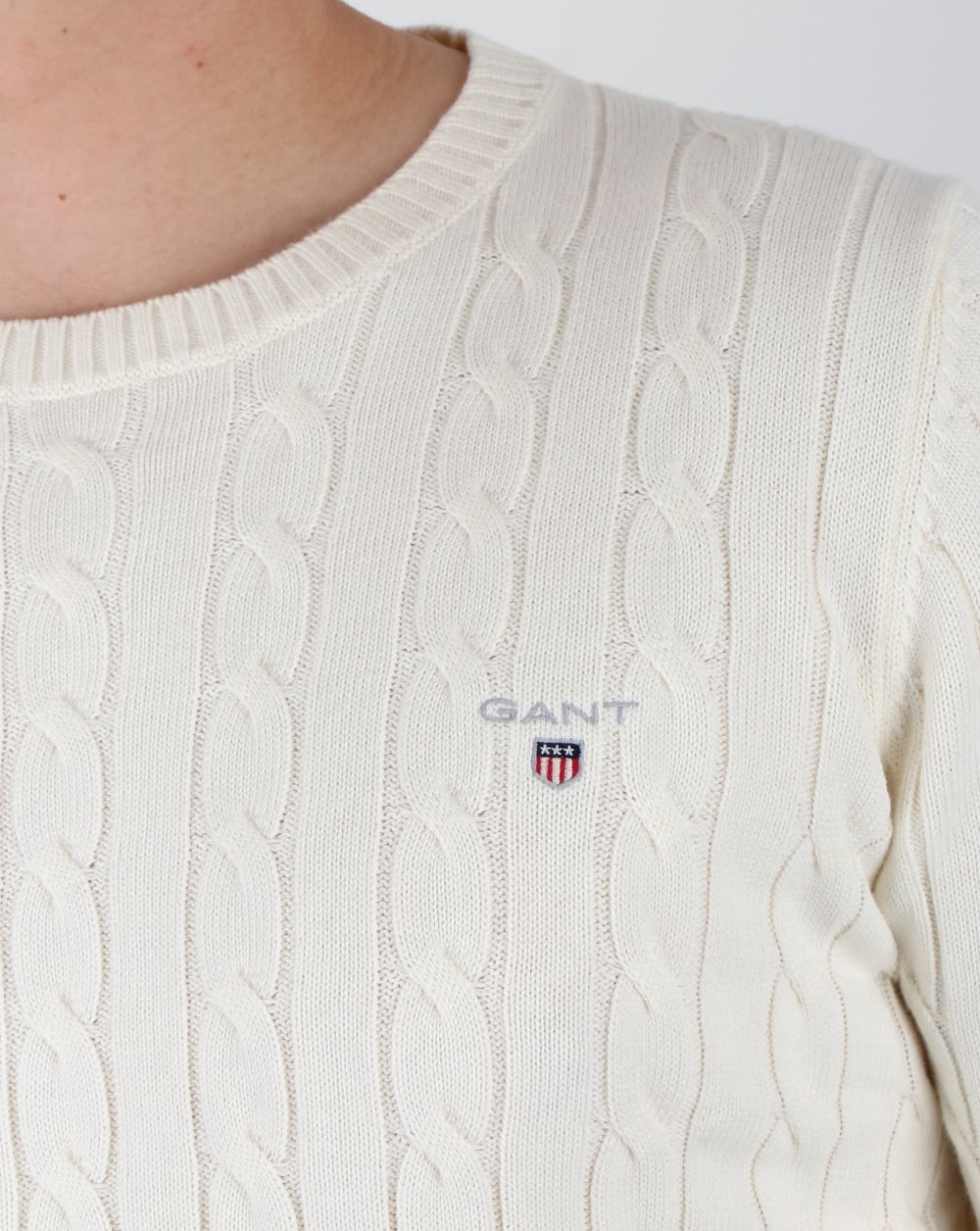 Gant Cotton Cable Crew Jumper Cream
