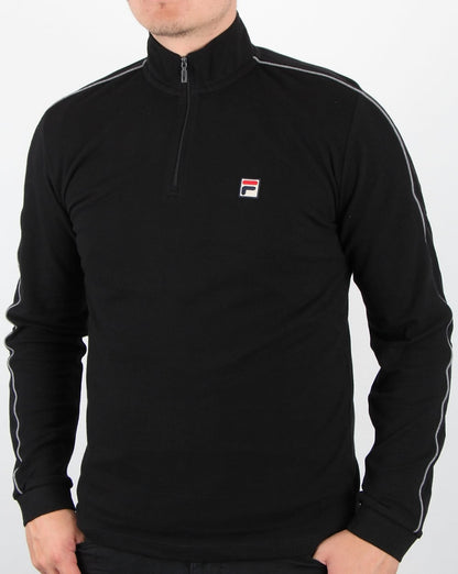 Fila Vintage Quarter Zip Roll Neck Black