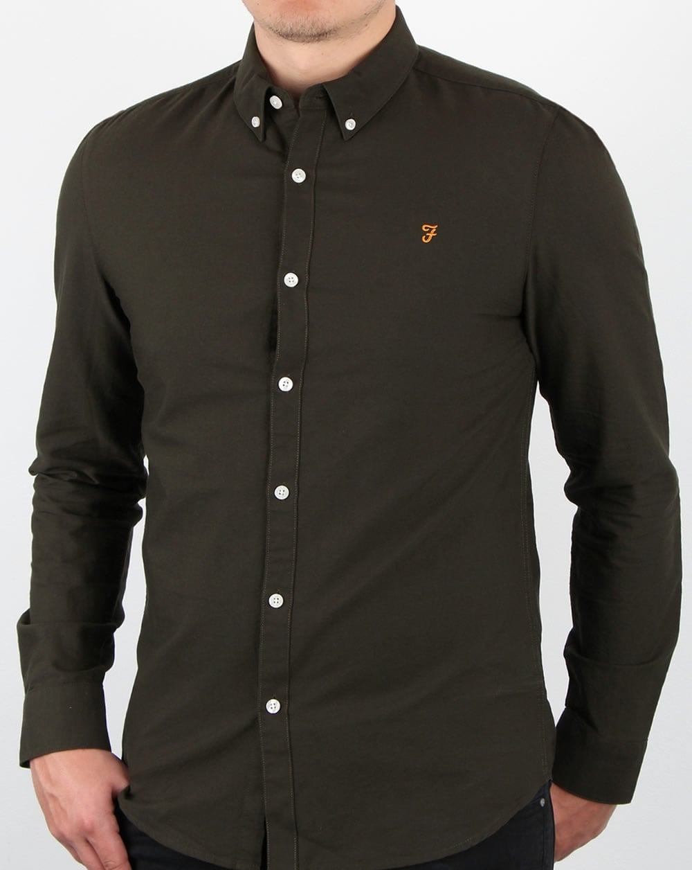 Farah Brewer Long Sleeve Shirt Evergreen