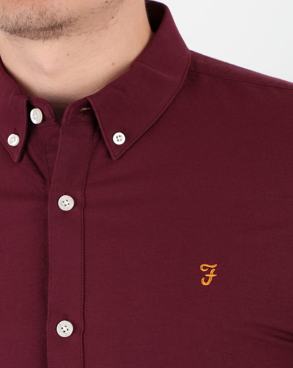 Farah Brewer Long Sleeve Shirt Burgundy