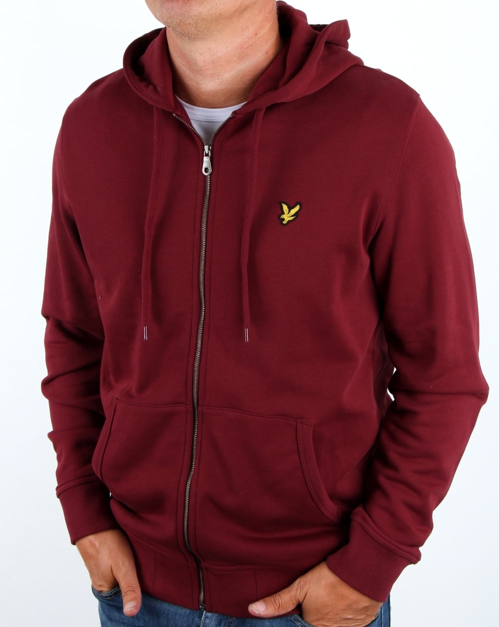 Lyle And Scott Zip Through Hoodie Claret Jug