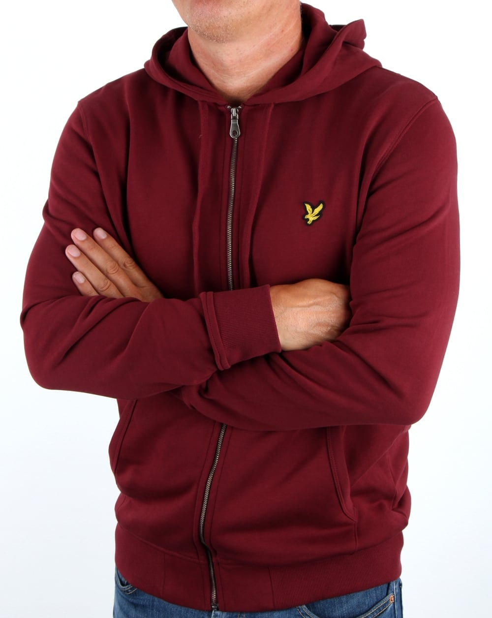 Lyle And Scott Zip Through Hoodie Claret Jug