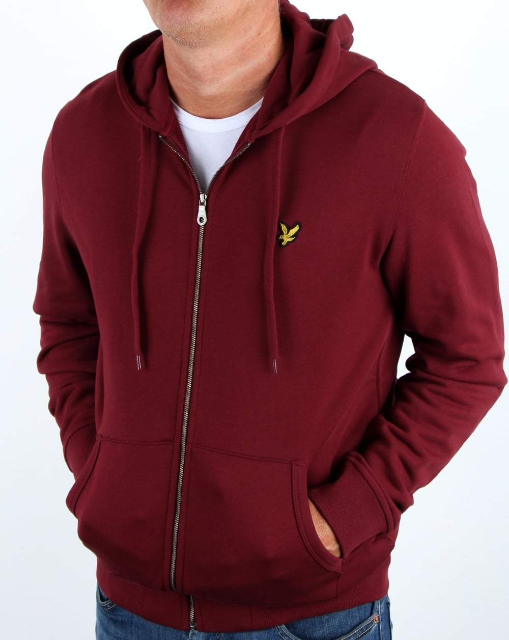 Lyle And Scott Zip Through Hoodie Claret Jug