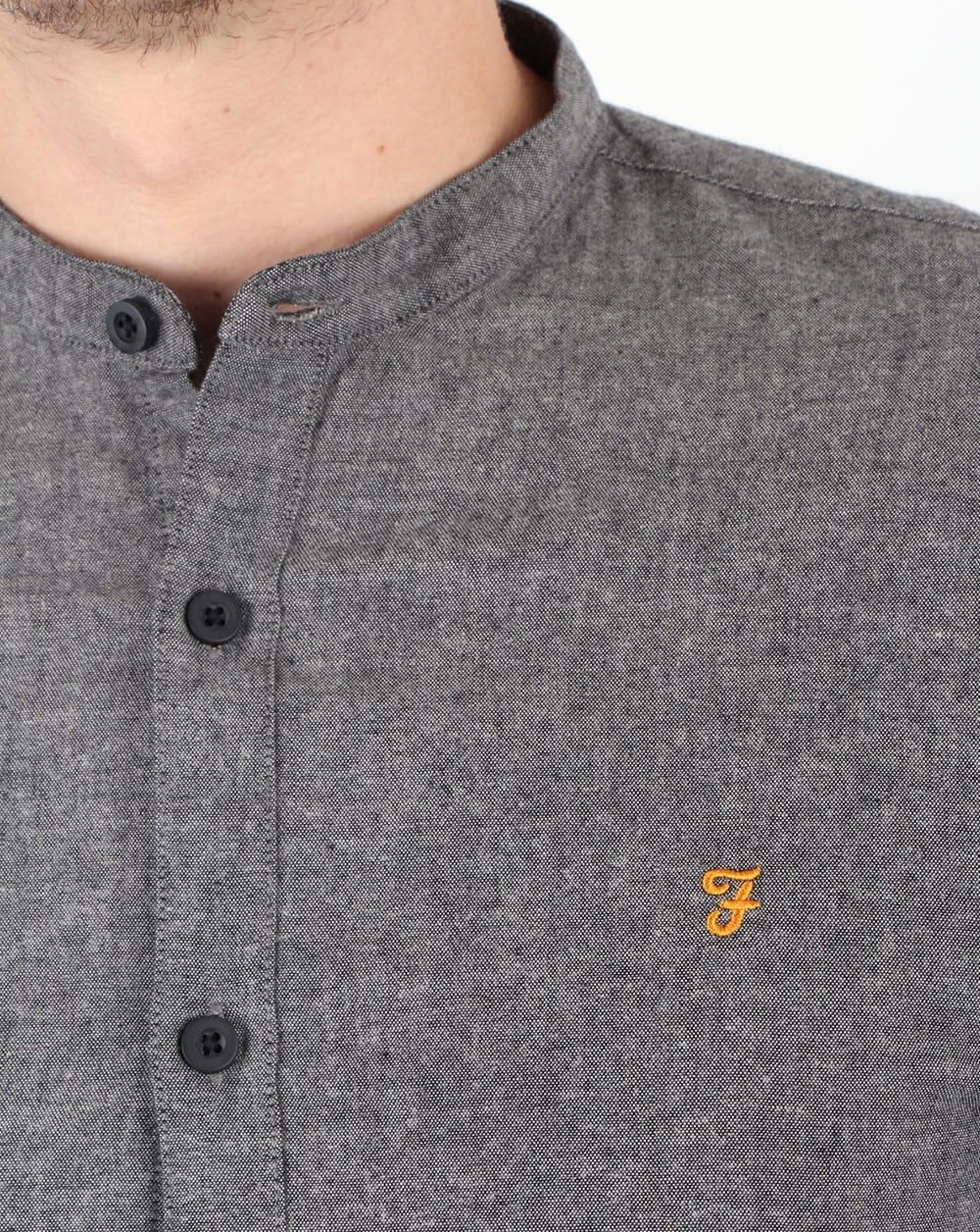 Farah Steen Grandad Collar Shirt Gravel