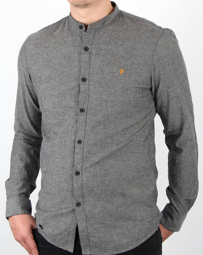 Farah Steen Grandad Collar Shirt Gravel