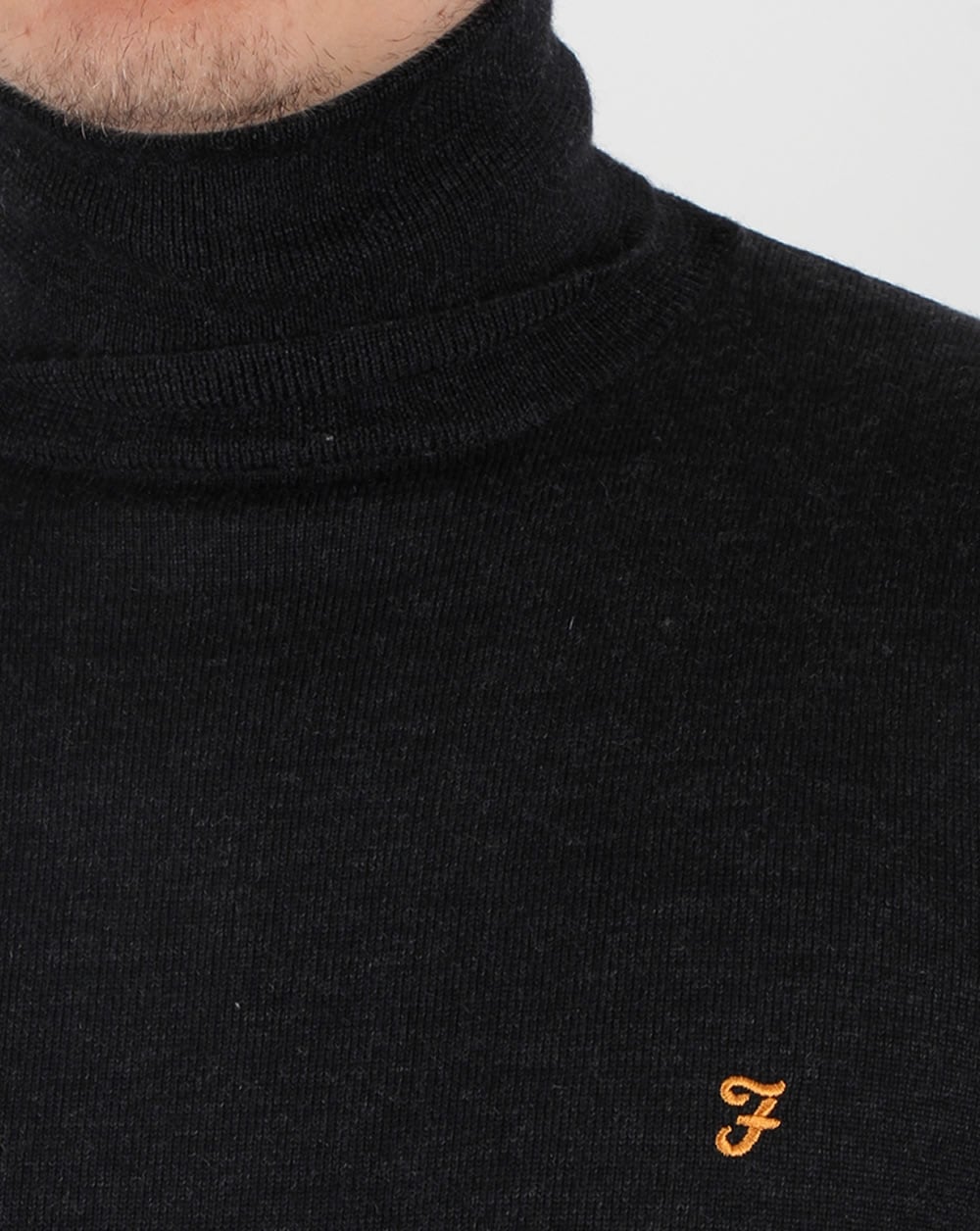 Farah Gosforth Merino Roll Neck Dark Asphalt Marl