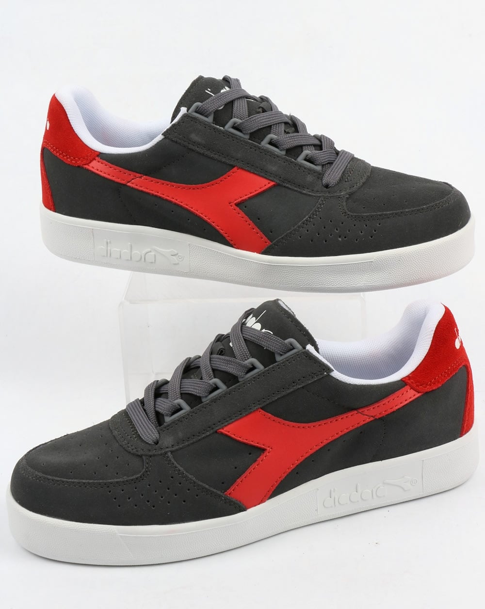 Diadora B. Elite Suede Trainers Castle Rock/Fiery Red