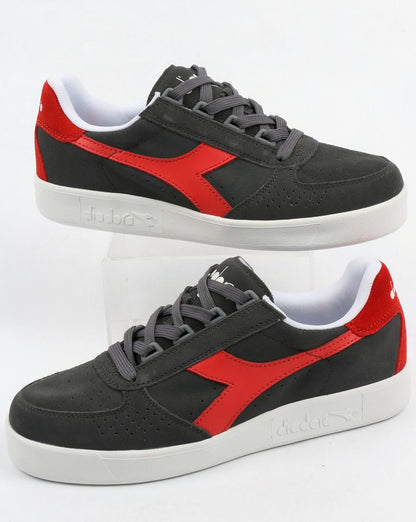 Diadora B. Elite Suede Trainers Castle Rock/Fiery Red