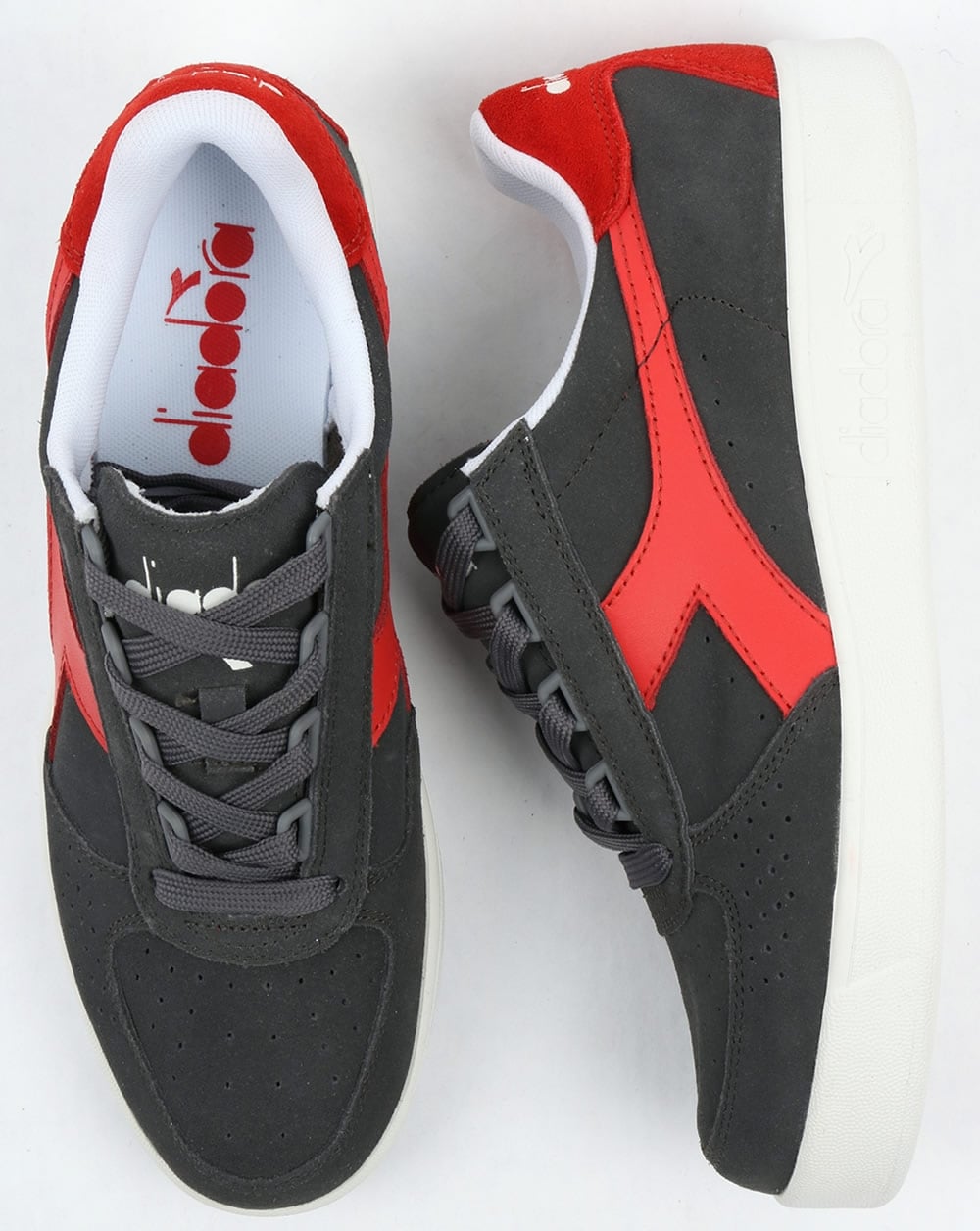 Diadora B. Elite Suede Trainers Castle Rock/Fiery Red