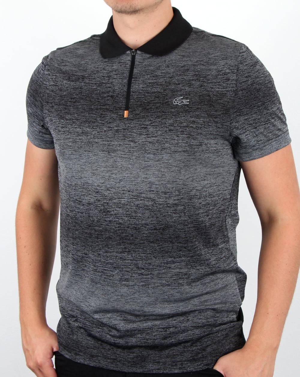 Lacoste Zip Neck Polo Shirt Black/copper