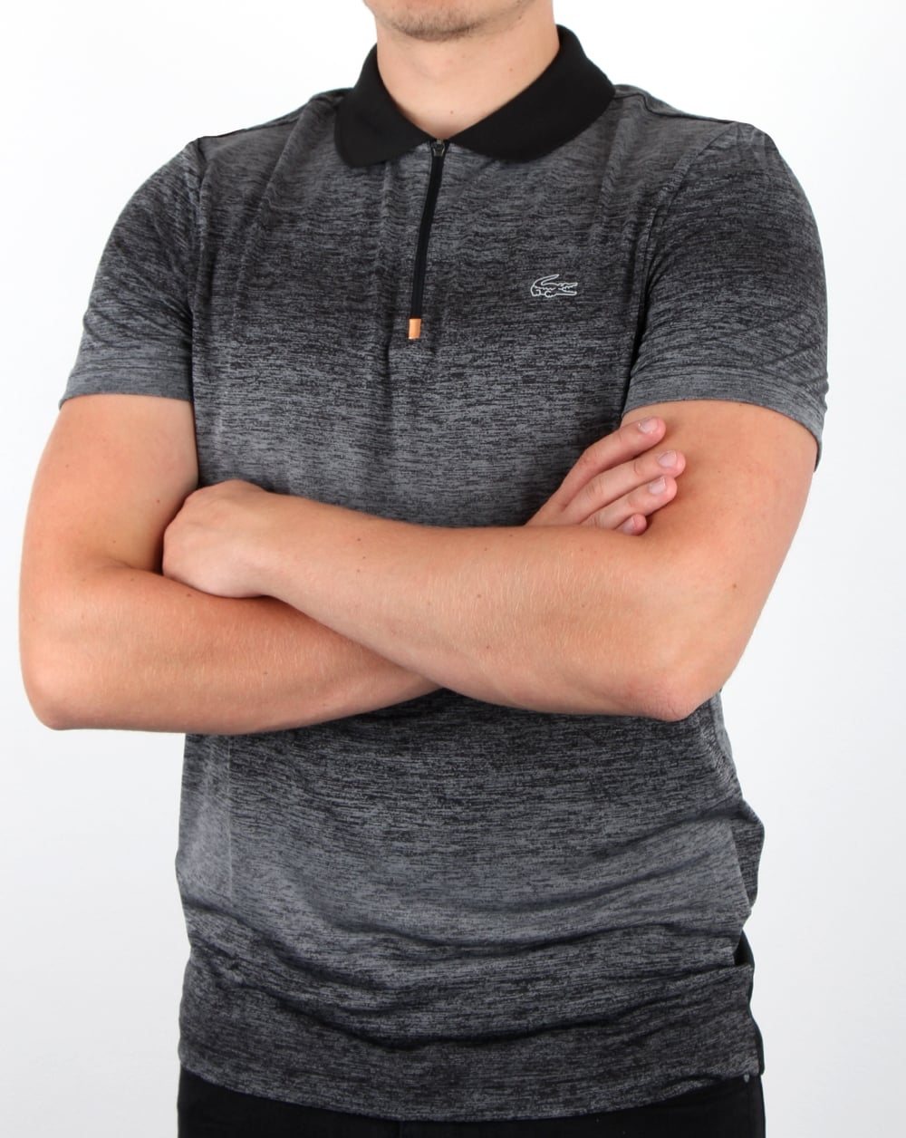 Lacoste Zip Neck Polo Shirt Black/copper
