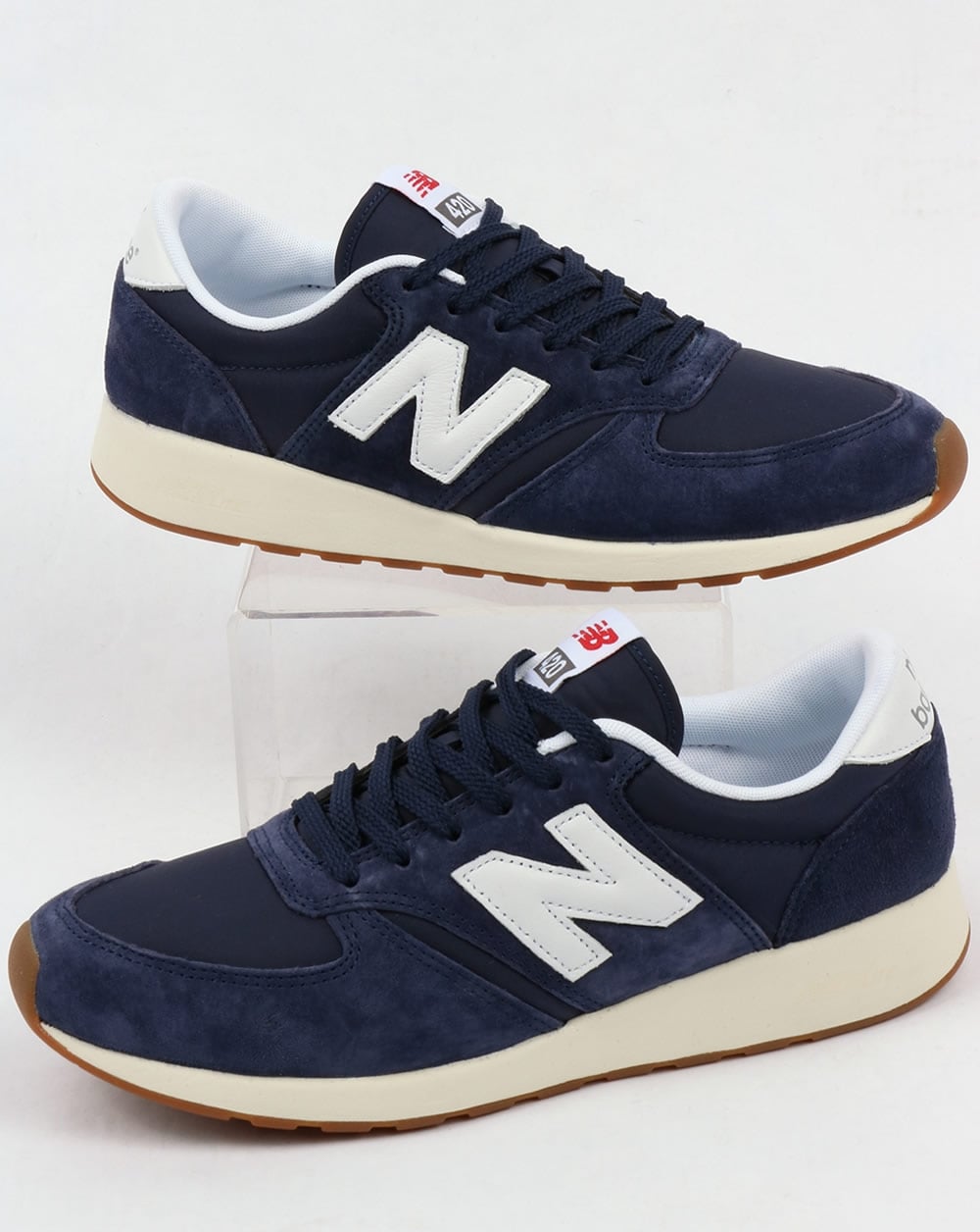 New Balance 420 Re-Engineered Suede Trainers Navy/White