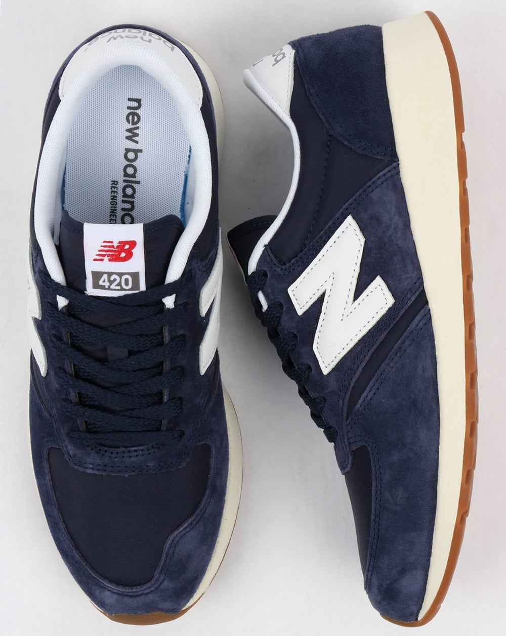 New Balance 420 Re-Engineered Suede Trainers Navy/White