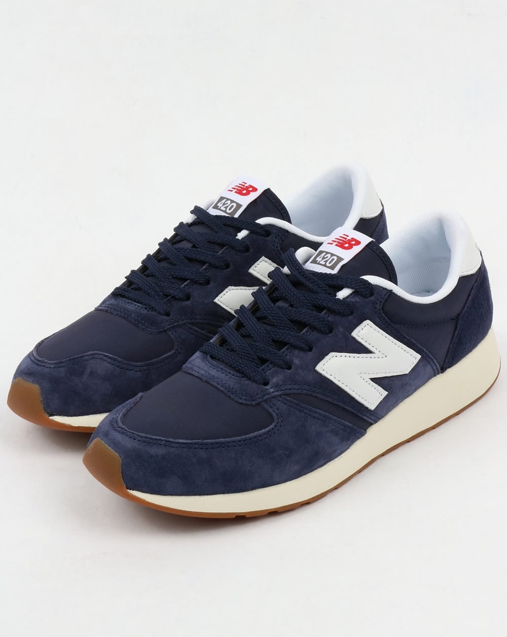 New Balance 420 Re-Engineered Suede Trainers Navy/White