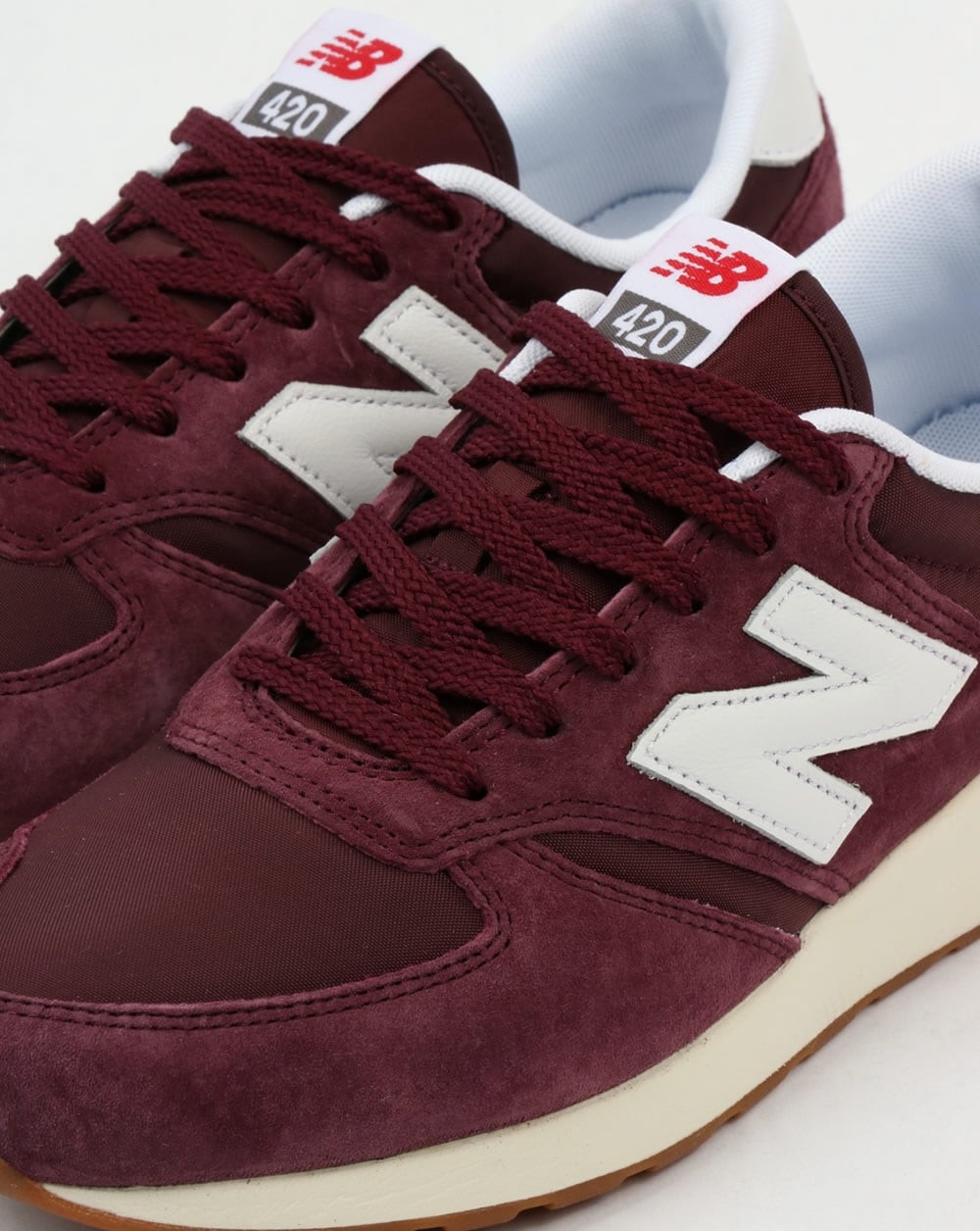New Balance 420 Re-Engineered Suede Trainers Burgundy/White