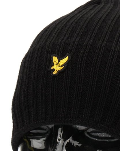 Lyle And Scott Knitted Rib Beanie True Black