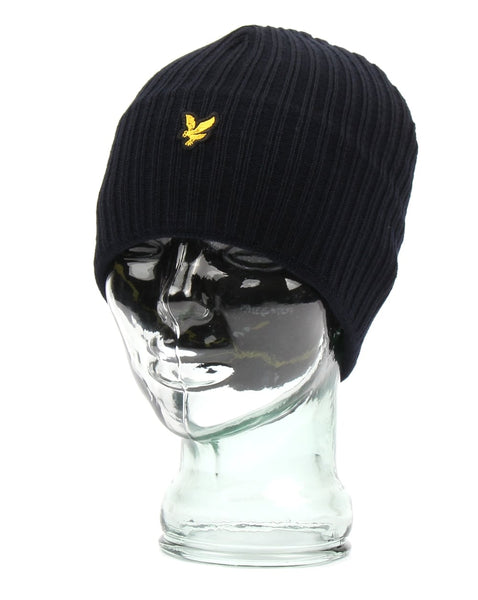 Lyle And Scott Knitted Rib Beanie New Navy