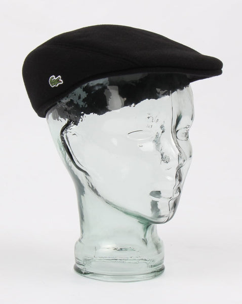 Lacoste Wool Broadcloth Flat Cap Black