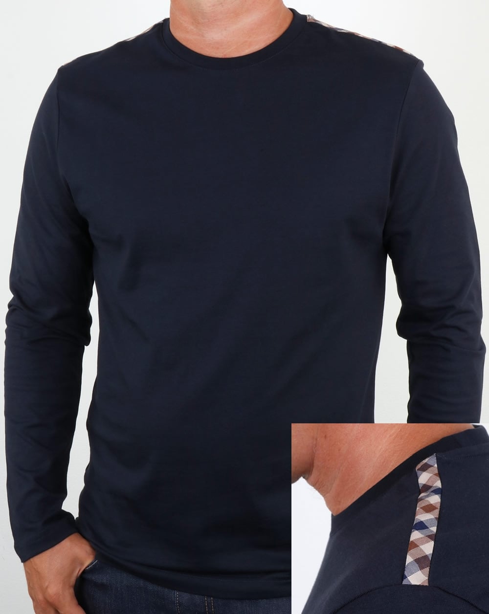 Aquascutum Southport Long Sleeve T Shirt Navy