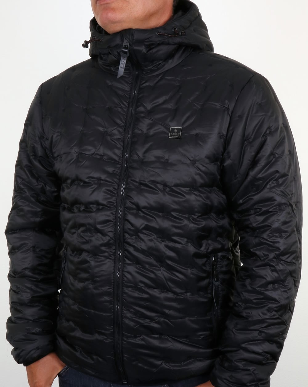 Luke Paddie Spot Quilted Hooded Jacket Black