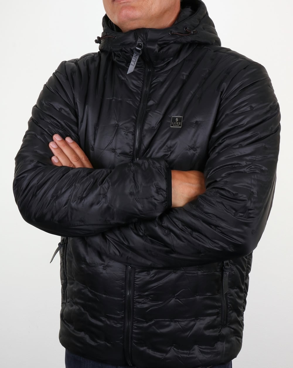Luke Paddie Spot Quilted Hooded Jacket Black