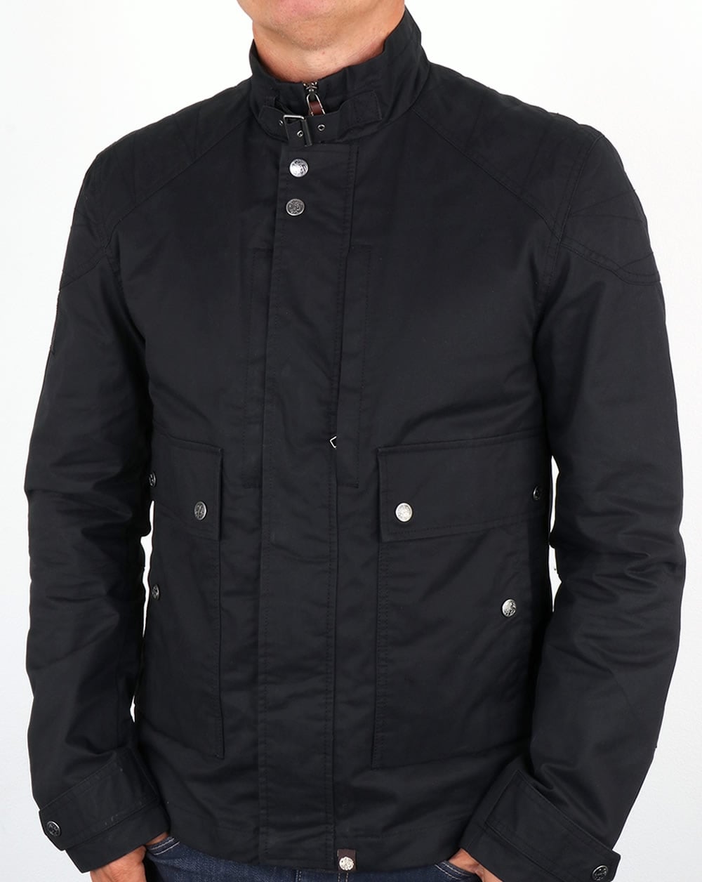 Pretty Green Garrat Waxed Jacket Navy