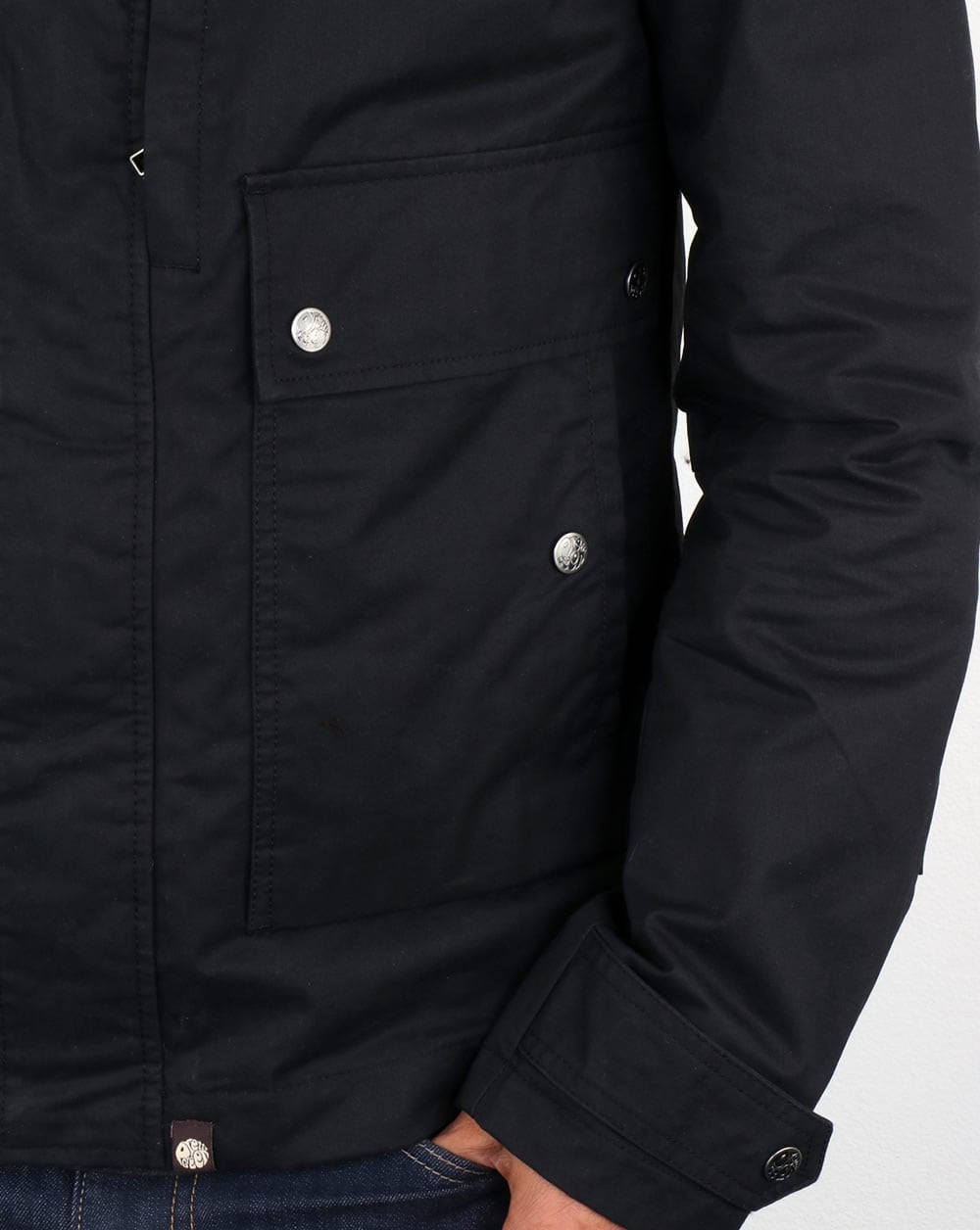 Pretty Green Garrat Waxed Jacket Navy
