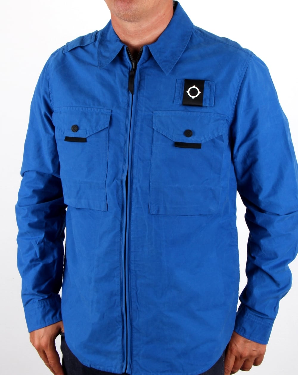 Ma.strum Pickerel Zip Through Overshirt Vibrant Blue