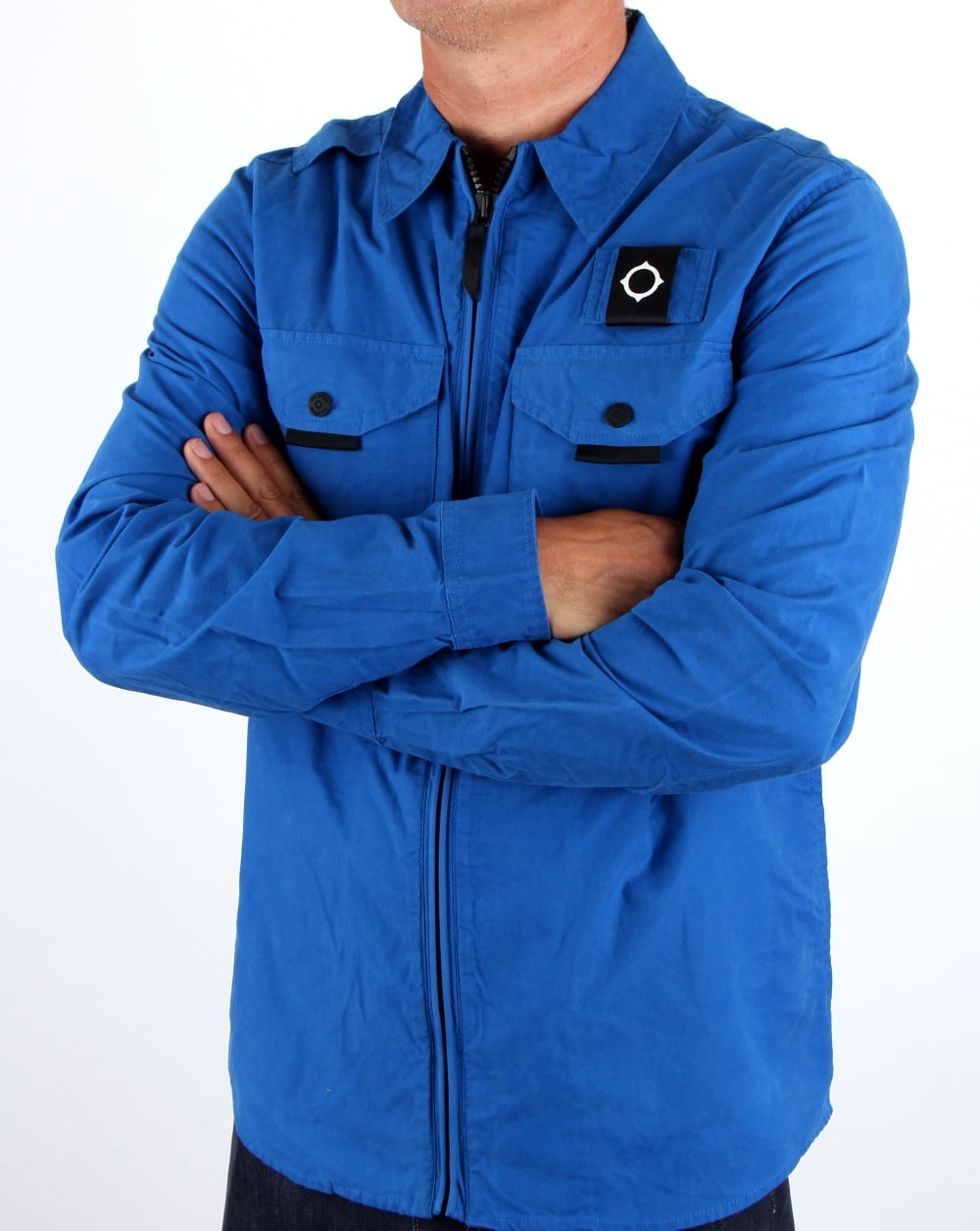 Ma.strum Pickerel Zip Through Overshirt Vibrant Blue