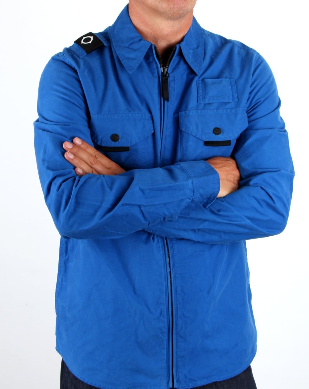 Ma.strum Pickerel Zip Through Overshirt Vibrant Blue