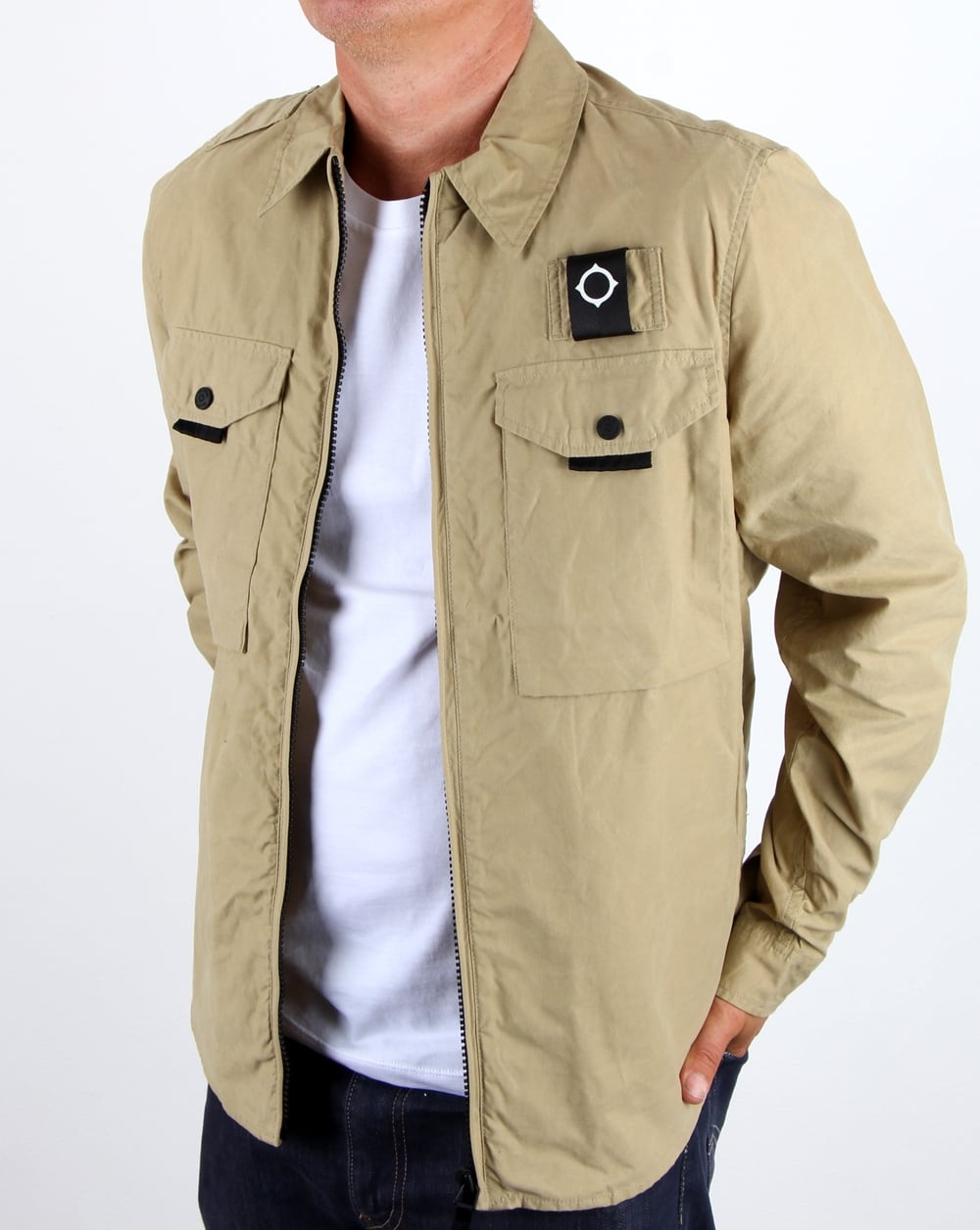 Ma.strum Pickerel Zip Through Overshirt Sand