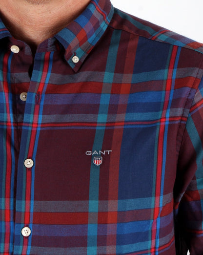 Gant Tech Prep Wool Big Check Shirt Port Red