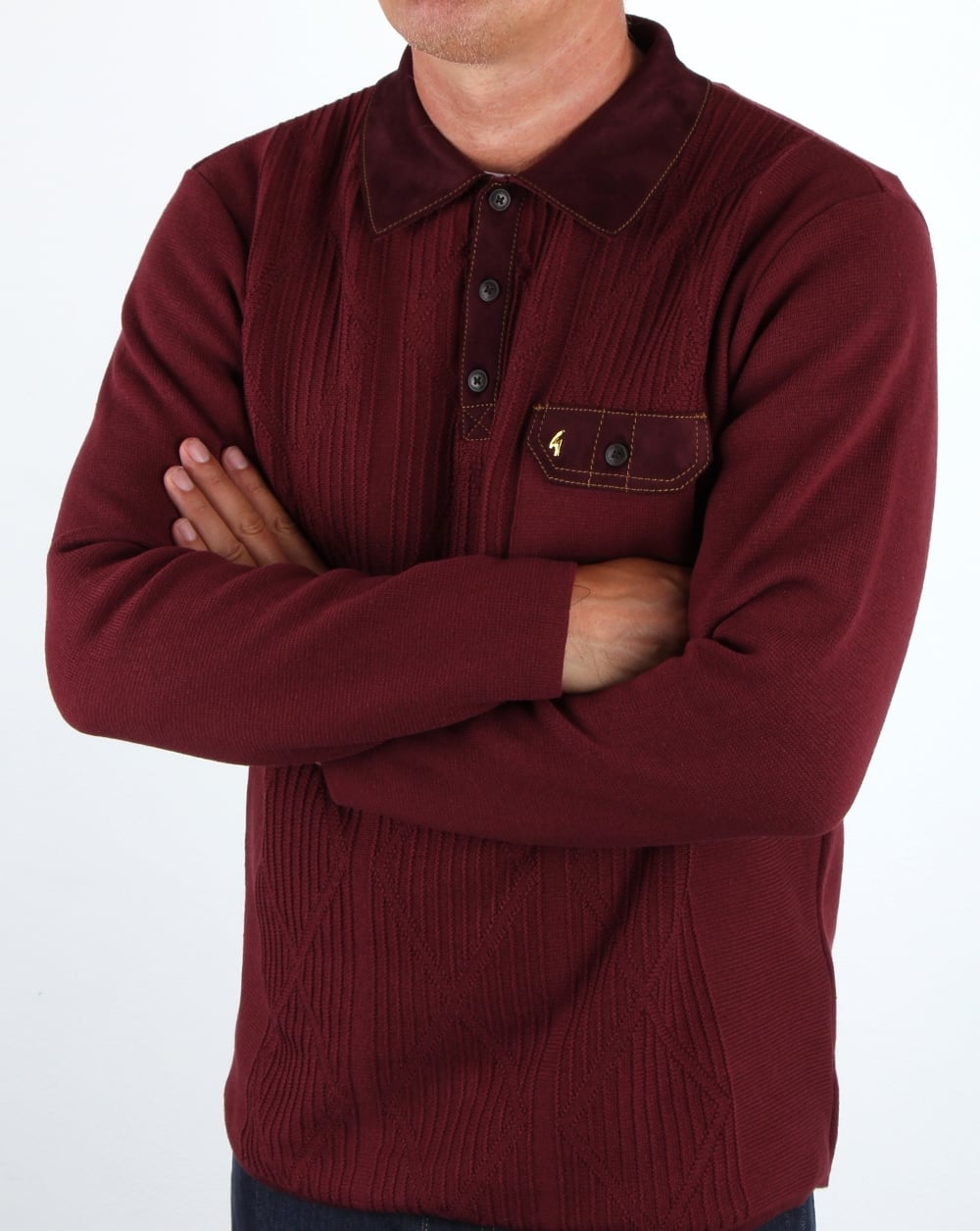 Gabicci Vintage Romero Collared Jumper Port