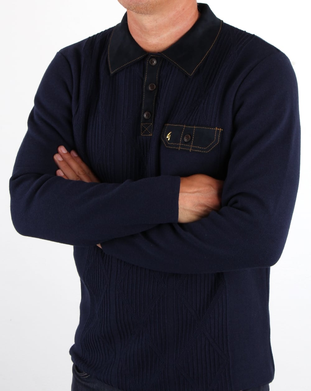 Gabicci Vintage Romero Collared Jumper Navy