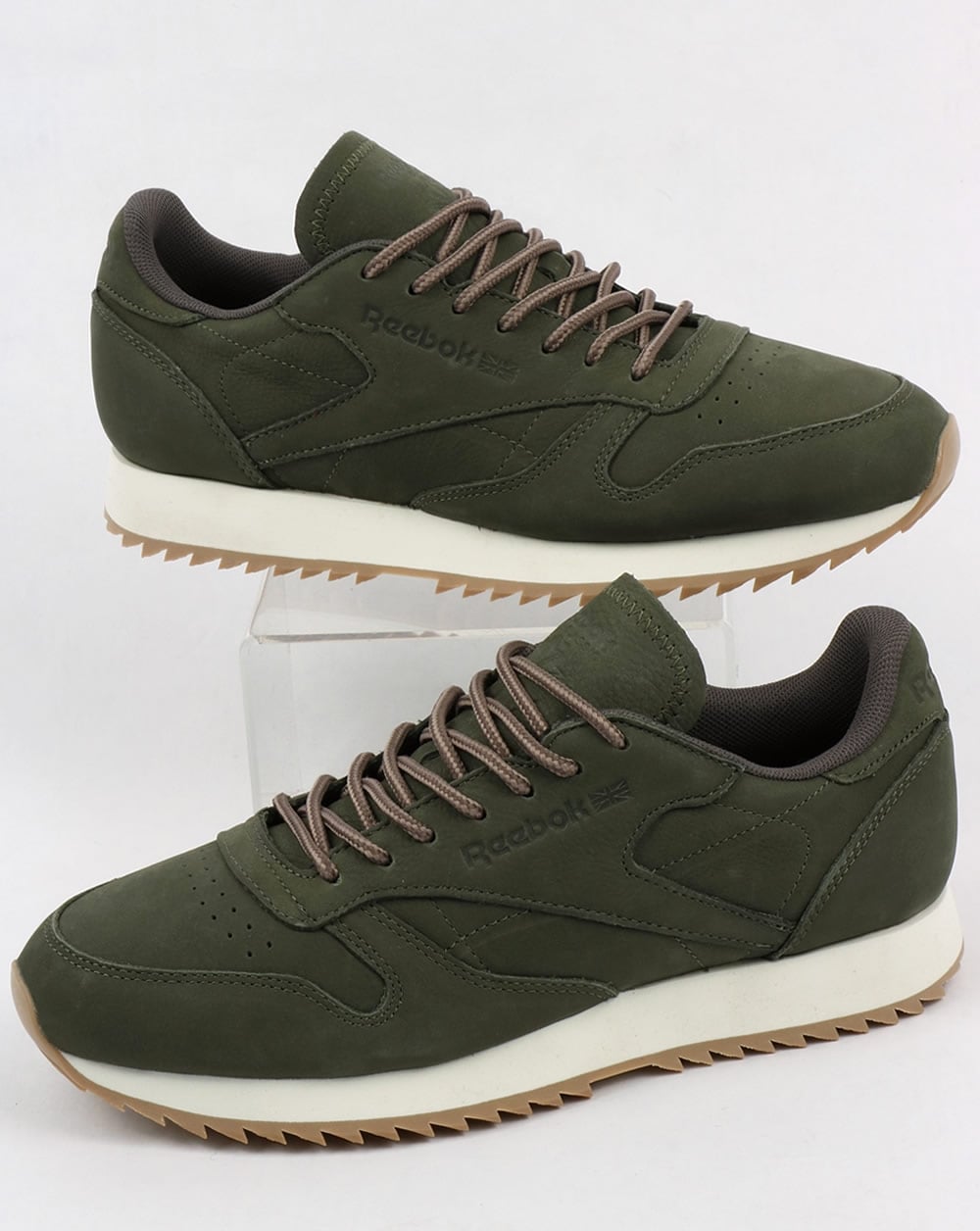Reebok Classic Leather Ripple Trainers Hunter Green/Grey