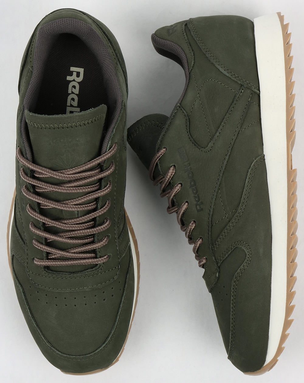 Reebok Classic Leather Ripple Trainers Hunter Green/Grey