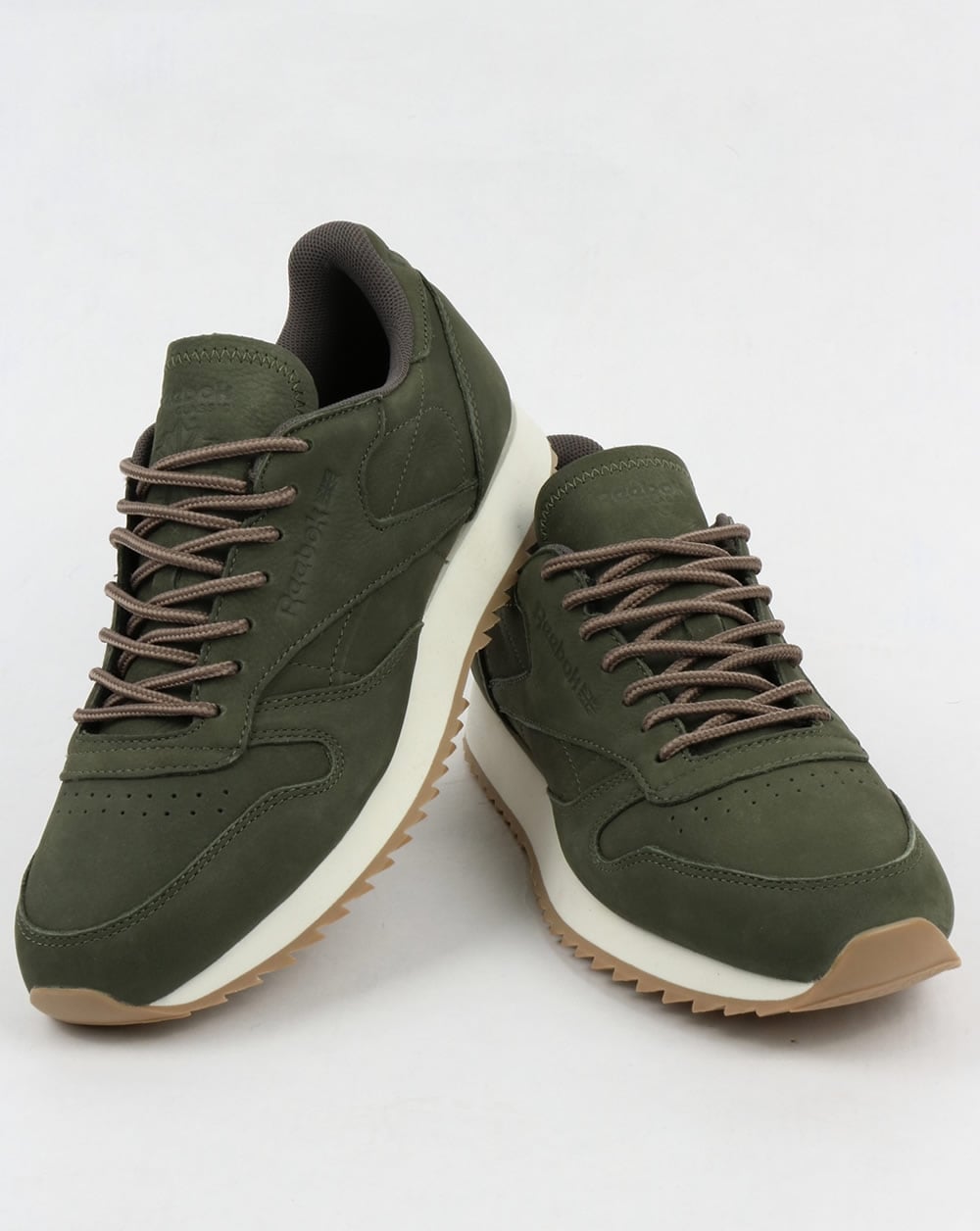Reebok Classic Leather Ripple Trainers Hunter Green/Grey